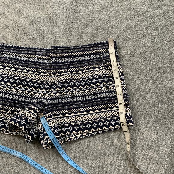 Joie Shorts Womens 2 Navy White Merci Aztec Ethic Jacquard Zip Front Pockets - Picture 6 of 11